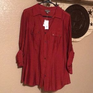 Roz & Ali 1X button up Blouse Shirt